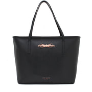 Ted Baker Crosshatch Leather Shopper Bag with Print Pouch- Black