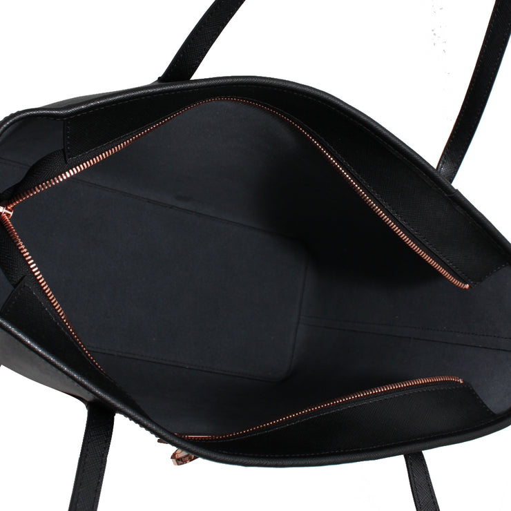 Ted Baker Crosshatch Leather Shopper Bag- Black