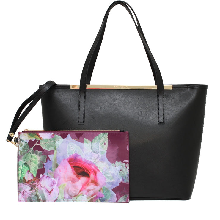 Ted Baker Crosshatch Leather Shopper Bag- Black