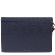 Ted Baker Krystan Bow Leather Envelope Clutch Wristlet Bag- Navy