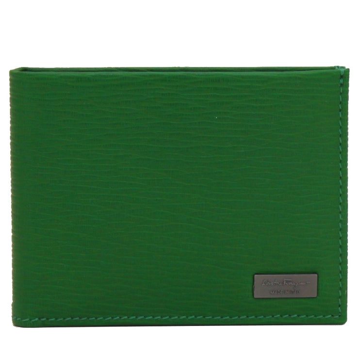 Salvatore Ferragamo Men's Leather Bi-Fold Wallet- Green- Navy