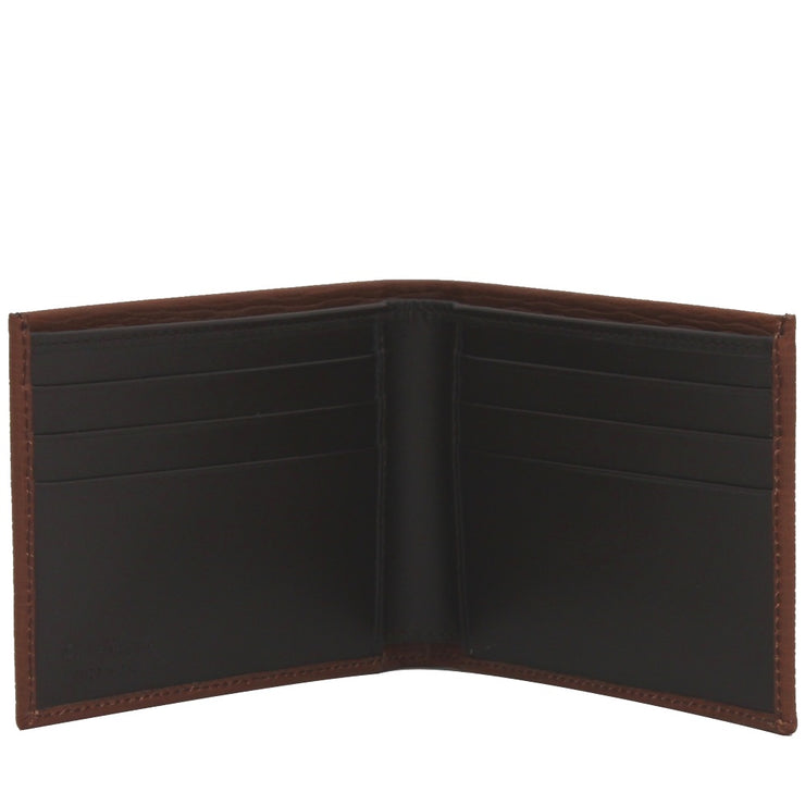Salvatore Ferragamo Men's Leather Bi-Fold Wallet- Saxony Blue- Brown