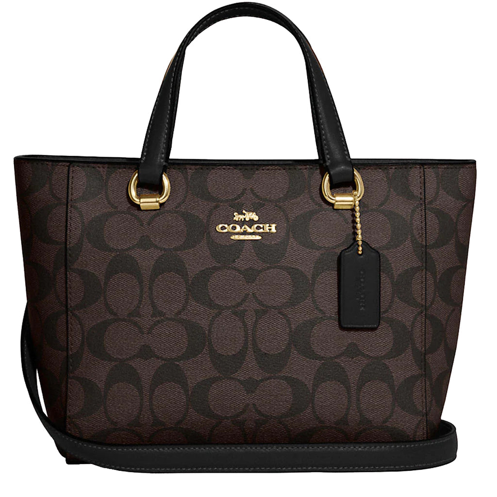 Coach Alice Satchel Bag In Signature Canvas in Gold/ Brown Black