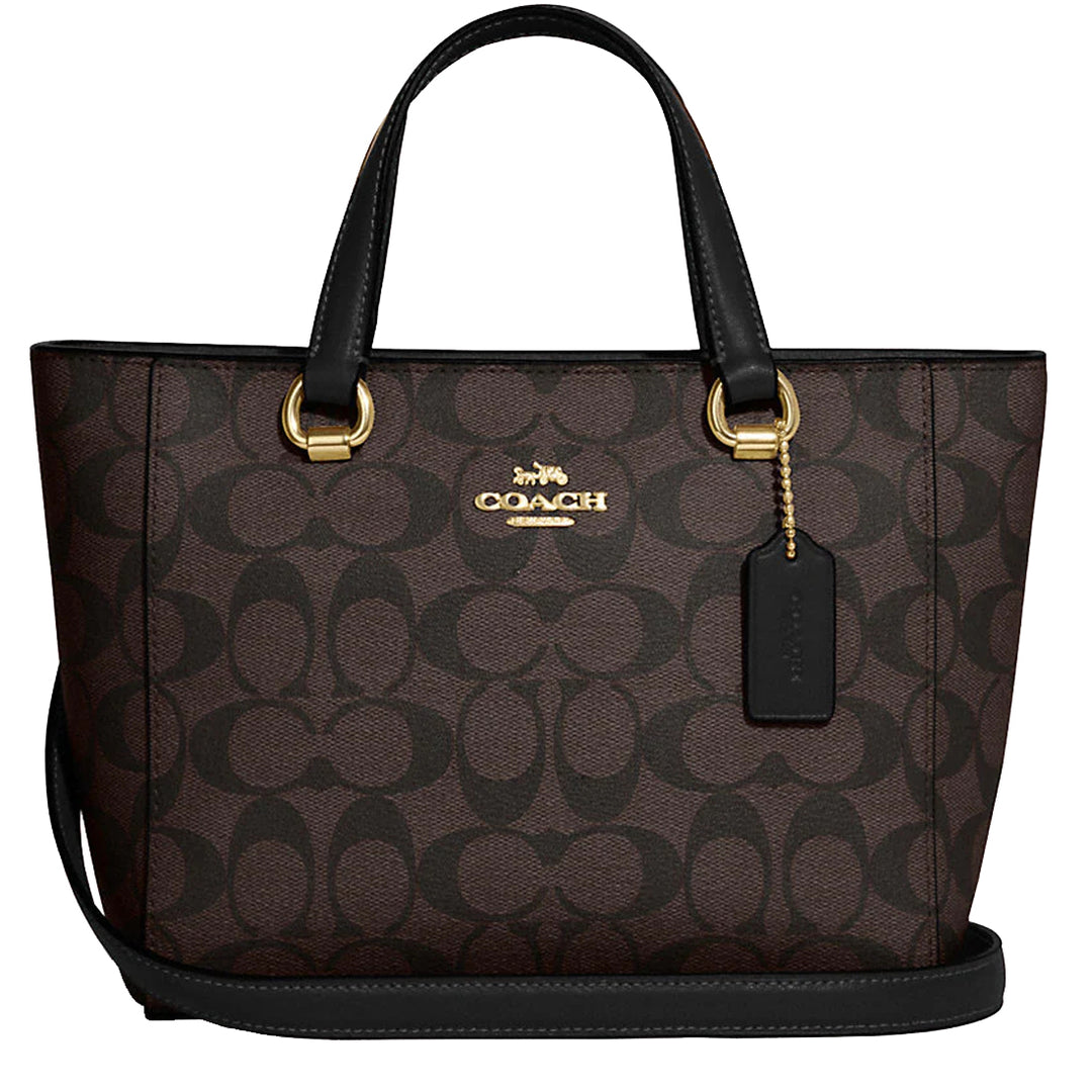 Coach Alice Satchel Bag In Signature Canvas in Gold/ Brown Black