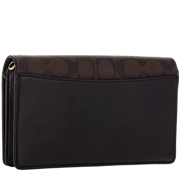 Coach Anna Foldover Clutch Crossbody Bag In Signature Canvas Brown Black 3036