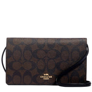 Buy Coach Anna Foldover Clutch Crossbody Bag In Signature Canvas Brown/ Black 3036 Online in Singapore | PinkOrchard.com