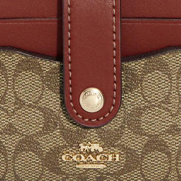 Coach Attachment Card Case In Colorblock Signature Canvas in Khaki/ Terracotta CE697