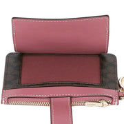 Coach Attachment Card Case In Colorblock Signature Canvas in Brown/ Pink CE697