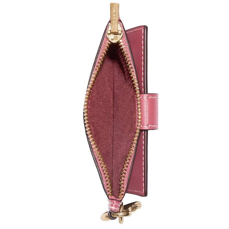 Coach Attachment Card Case In Colorblock Signature Canvas in Brown/ Pink CE697