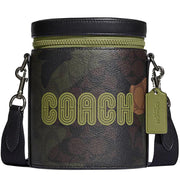 Coach Barrel Crossbody Bag In Signature Canvas With Camo Print & Coach Patch in Khaki/ Olive Green Multi CC024