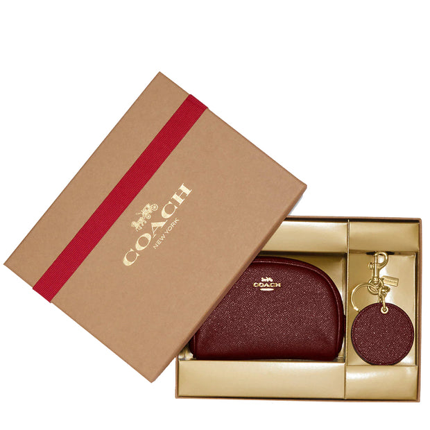 Buy Coach Boxed Dome Cosmetic Case And Mirror Bag Charm Set in Black Cherry CF463 Online in Singapore | PinkOrchard.com