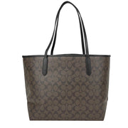 Coach City Tote Bag In Signature Canvas in Brown Black 5696