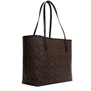 Coach City Tote Bag In Signature Canvas in Brown Black 5696
