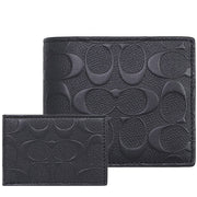 Coach Compact Id Wallet In Signature Leather in Black F75371