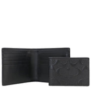 Coach Compact Id Wallet In Signature Leather in Black F75371