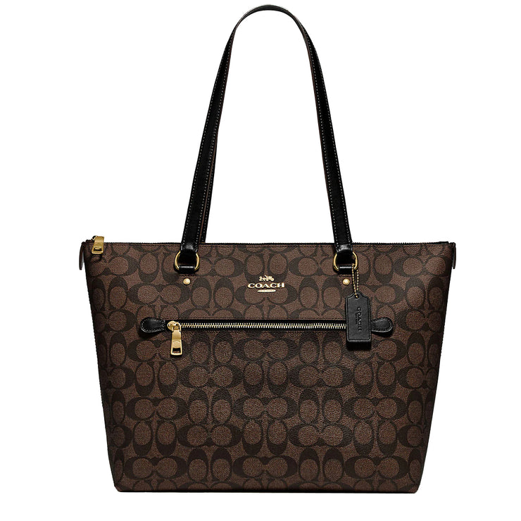 Coach Gallery Tote Bag In Signature Canvas in Brown/ Black F79609