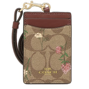 Coach Id Lanyard In Signature Canvas With Wildflower Print in Khaki Multi C8735