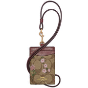Coach Id Lanyard In Signature Canvas With Wildflower Print in Khaki Multi C8735