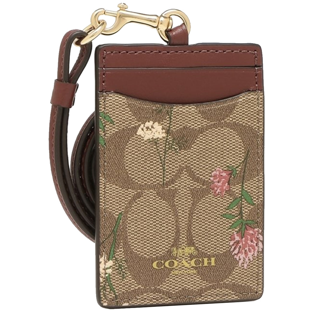 Coach Id Lanyard In Signature Canvas With Wildflower Print in