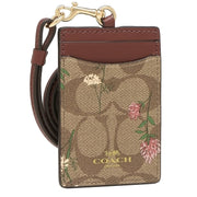 Coach Id Lanyard In Signature Canvas With Wildflower Print in Khaki Multi C8735