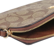 Buy Coach Large Corner Zip Wristlet In Signature Canvas in Khaki/ Saddle 2 6648 Online in Singapore | PinkOrchard.com