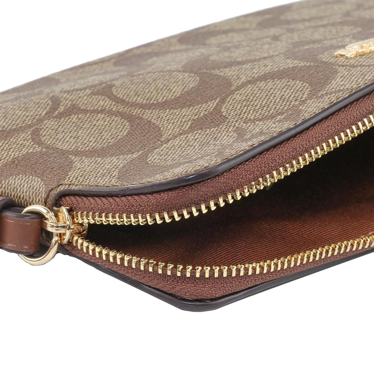 Coach Large Corner Zip Wristlet In Signature Canvas in Khaki