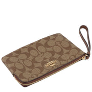 Buy Coach Large Corner Zip Wristlet In Signature Canvas in Khaki/ Saddle 2 6648 Online in Singapore | PinkOrchard.com