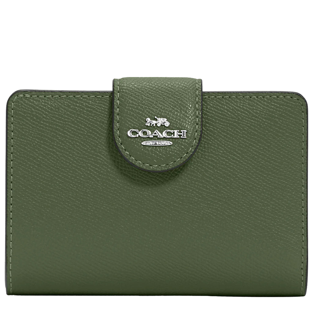 Coach Medium Corner Zip Wallet in Dark Sage 6390 Coach Medium Corner Zip Wallet in Dark Sage 6390