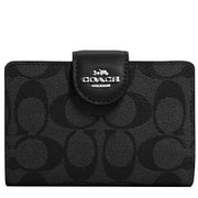 Coach Medium Corner Zip Wallet in Signature Canvas in Graphite/ Black C0082