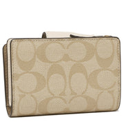 Coach Medium Corner Zip Wallet in Signature Canvas in Light Khaki/ Chalk C0082