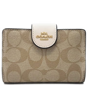 Coach Medium Corner Zip Wallet in Signature Canvas in Light Khaki/ Chalk C0082