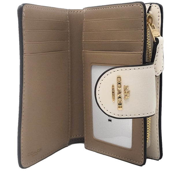 Coach Medium Corner Zip Wallet in Signature Canvas in Light Khaki/ Chalk C0082