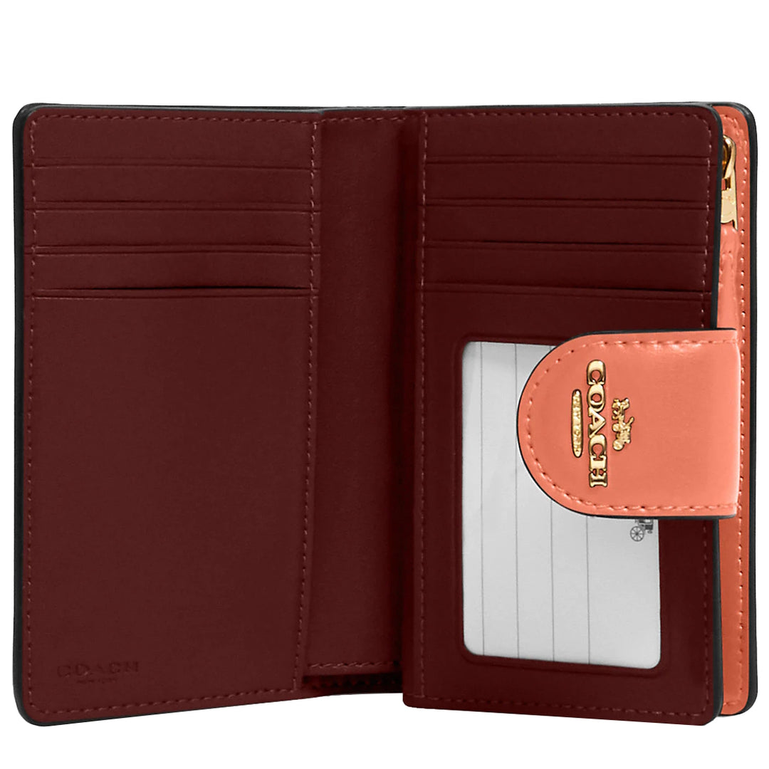 Coach Medium Corner Zip Wallet in Signature Canvas in Khaki/ Light