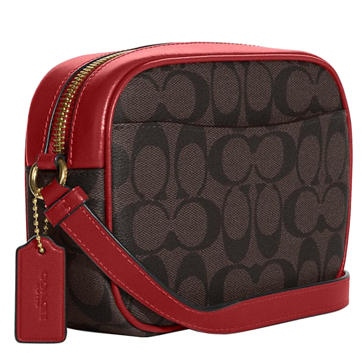 Coach Mini Jamie Camera Bag In Signature Canvas in Brown/ 1941 Red C9926