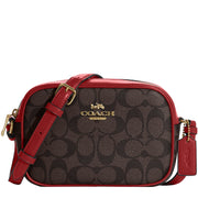 Coach Mini Jamie Camera Bag In Signature Canvas in Brown/ 1941 Red C9926