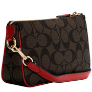 Coach Nolita 19 Wristlet/ Top Handle/ Clutch Bag In Signature Canvas in Brown/ 1941 Red 