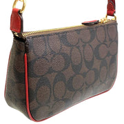 Coach Nolita 19 Wristlet/ Top Handle/ Clutch Bag In Signature Canvas in Brown/ 1941 Red 