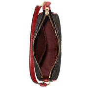 Coach Nolita 19 Wristlet/ Top Handle/ Clutch Bag In Signature Canvas in Brown/ 1941 Red 