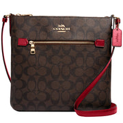 Coach Rowan File Bag In Signature Canvas in Brown/ 1941 Red C1554