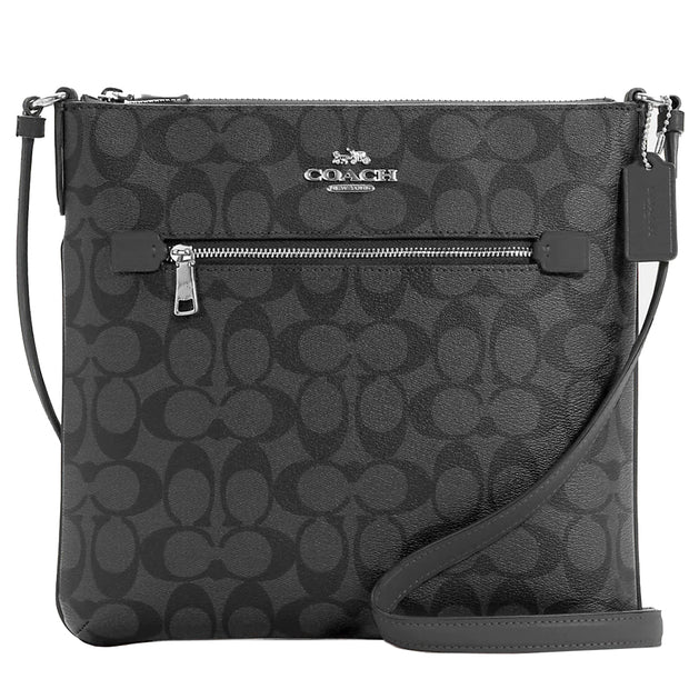 Coach Rowan File Bag In Signature Canvas in Graphite/Black C1554