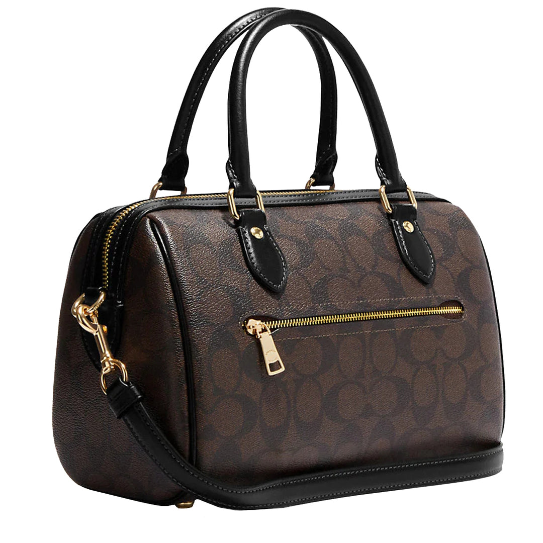 Buy Coach Rowan Satchel Bag In Signature Canvas in Brown/ Black
