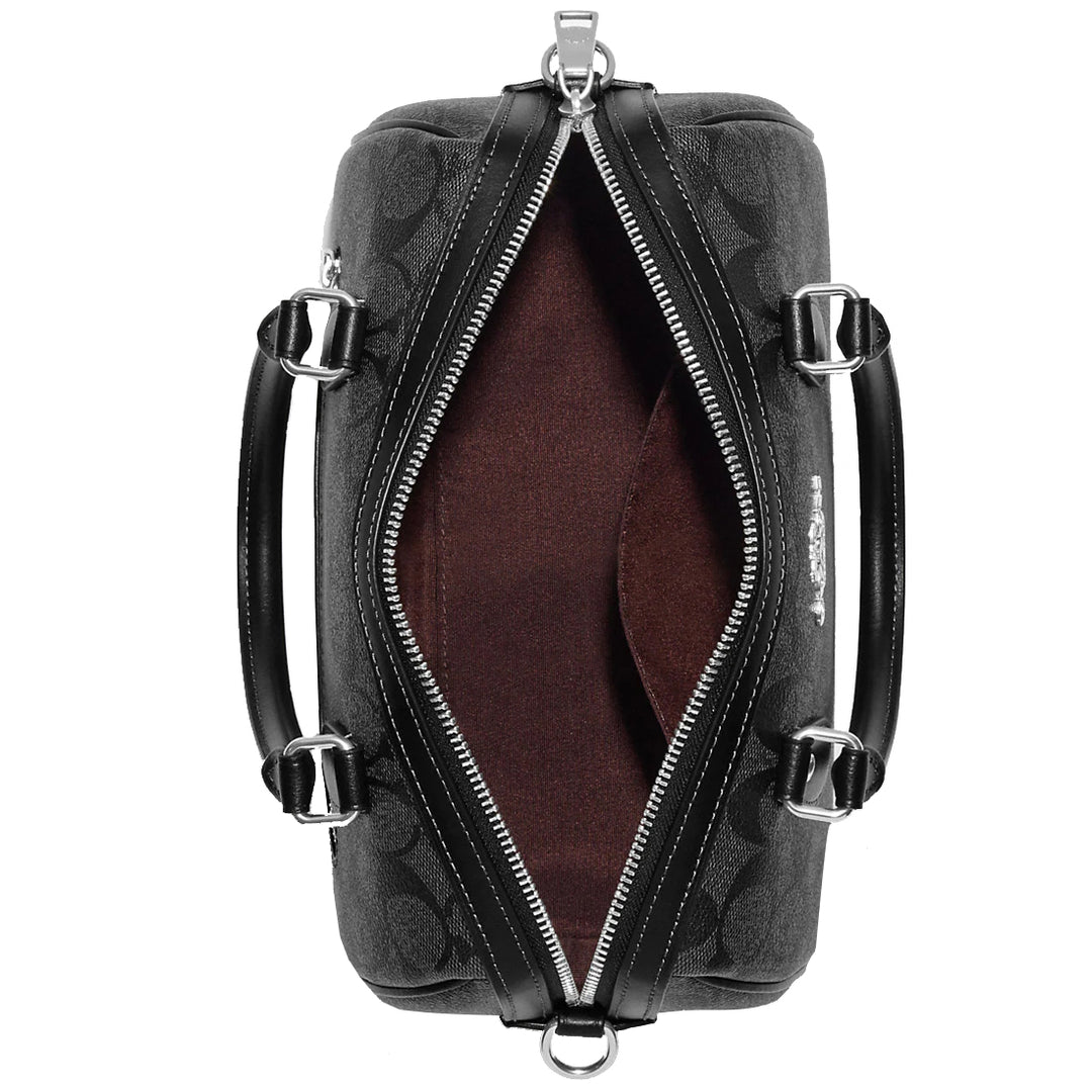 Buy Coach Rowan Satchel Bag In Signature Canvas in Graphite/ Black