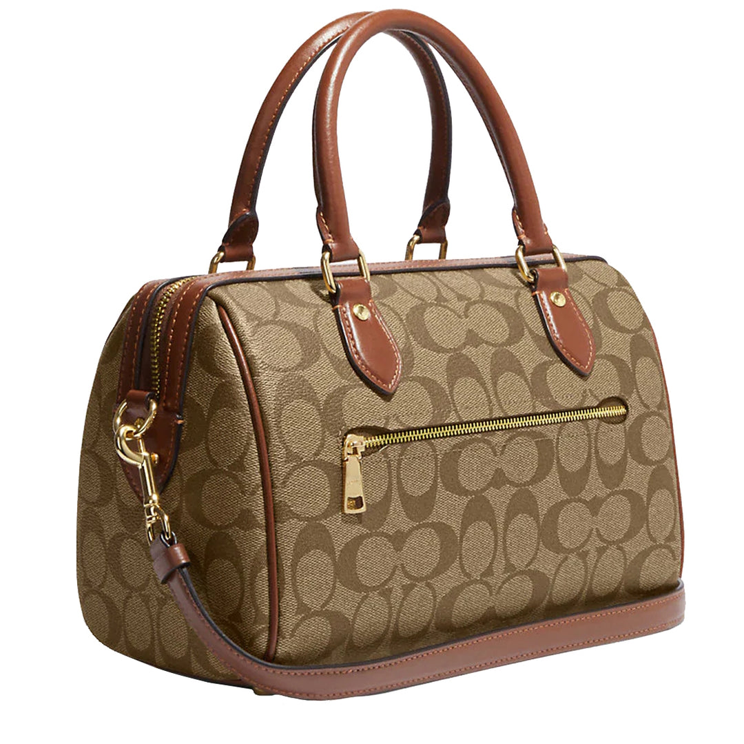 Buy Coach Rowan Satchel Bag In Signature Canvas in Khaki/ Saddle 2 