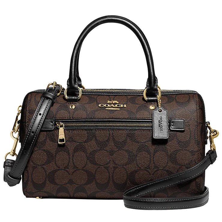 Coach Rowan Satchel Bag in Signature Canvas in Brown Black F83607
