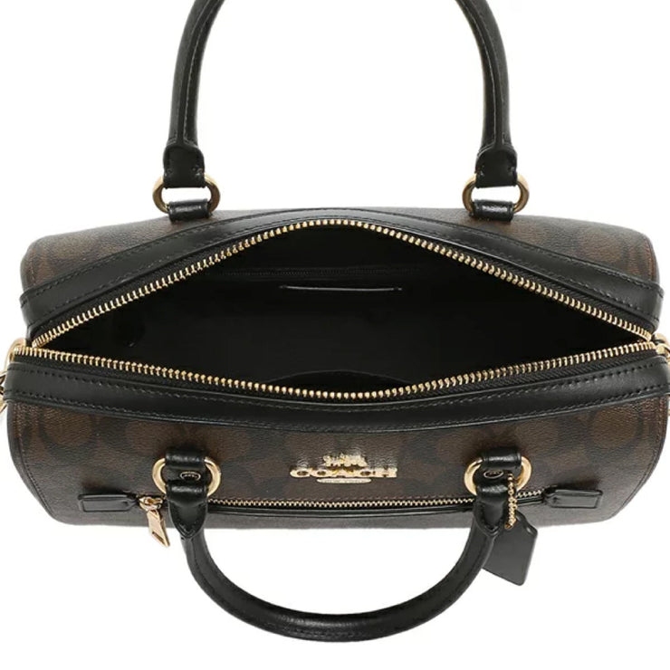 Coach Rowan Satchel Bag in Signature Canvas in Brown Black F83607