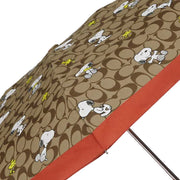Coach X Peanuts UV Protection Mini Umbrella In Signature Snoopy Woodstock Print in Khaki Multi CF361