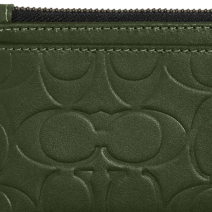 Coach Zip Card Case In Signature Leather in Dark Shamrock C9993