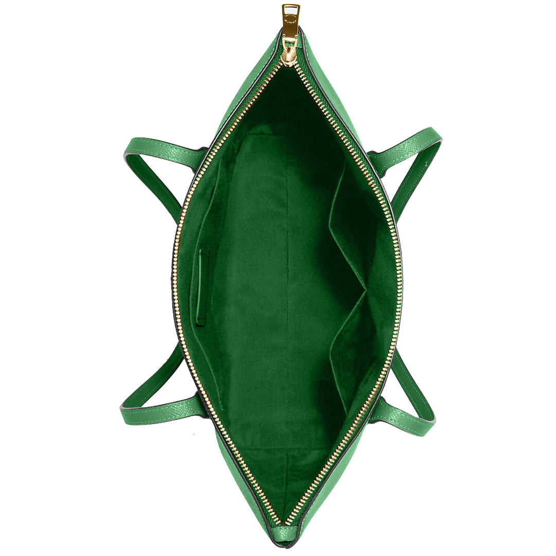 Coach Zip Top Tote Bag in Crossgrain Leather in Kelly Green 4454