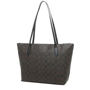 Coach Zip Top Tote Bag In Signature Canvas in Brown/ Black 4455