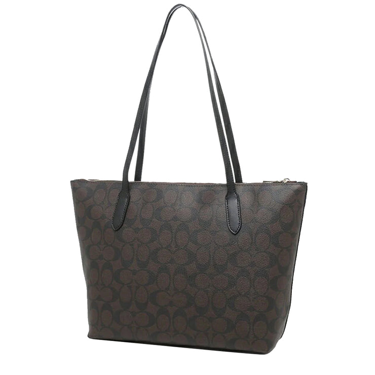 Zip top tote in signature canvas coach Clearance